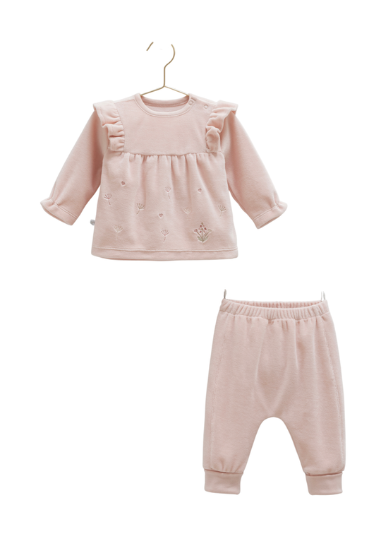 Set 2 Piese Velur Crem Bluza si Pantaloni Lungi cu Picior TKK2144 Mell Sweet Baby