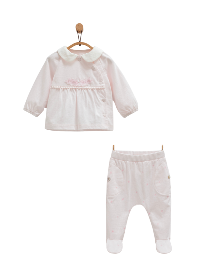 Set 2 Piese Bluza si Pantaloni Roz cu imprimeu Oite Mini Lamb TKK1406 Mell Sweet Baby