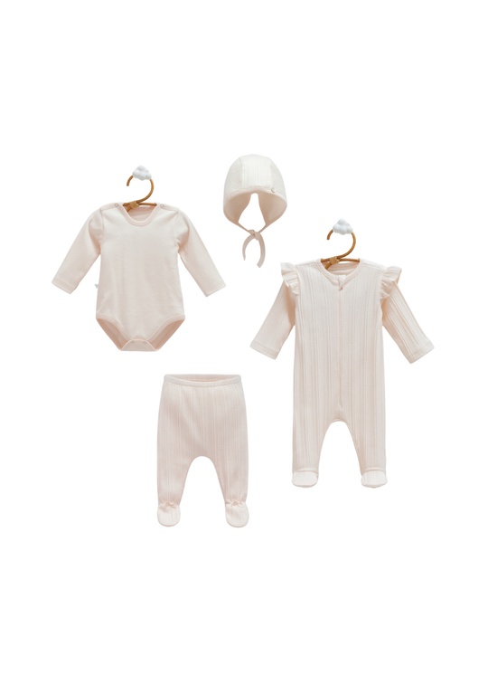 Set 4 Piese din Bumbac Roz ZK1929 Mell Sweet Baby