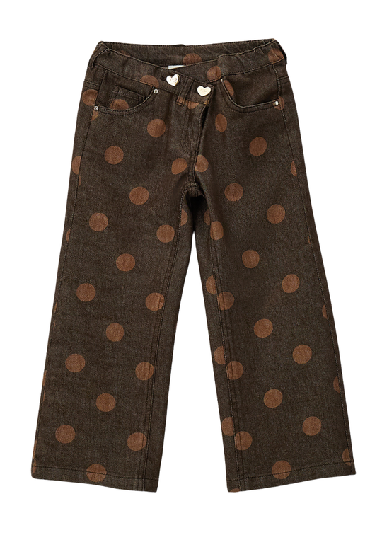 Pantaloni Lungi din Denim Maro cu Buline pentru Fetite 0.H356/00 – Sarabanda
