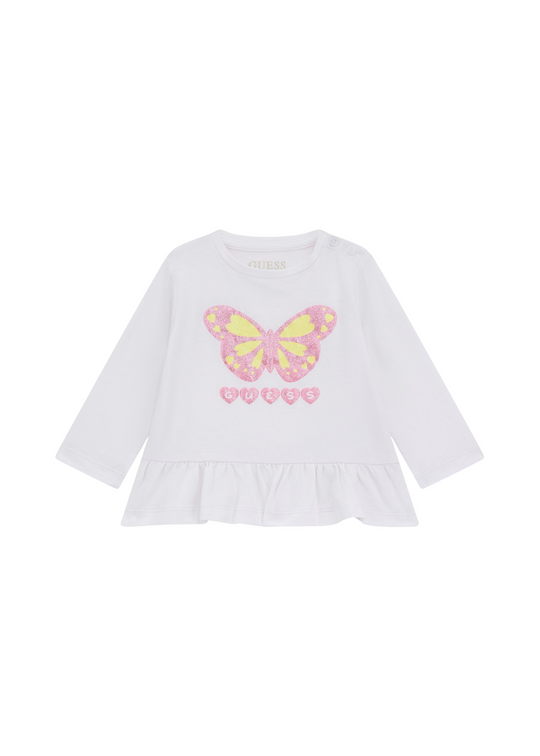 Bluza Alba cu Maneca Lunga cu Fluture A5YI01 K6YW4 G011 Guess