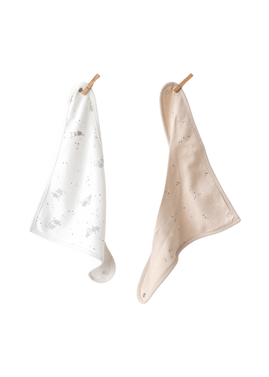 Set 2 Bavete Crem cu Bej Imprimeu Iepuri AC25072 Andywawa