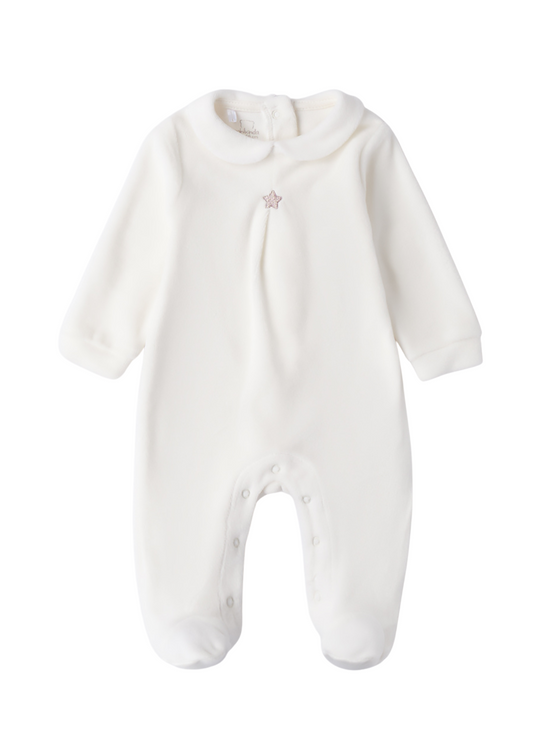 Cream Velour Long Jumpsuit with Star 3.F671/00 Minibanda