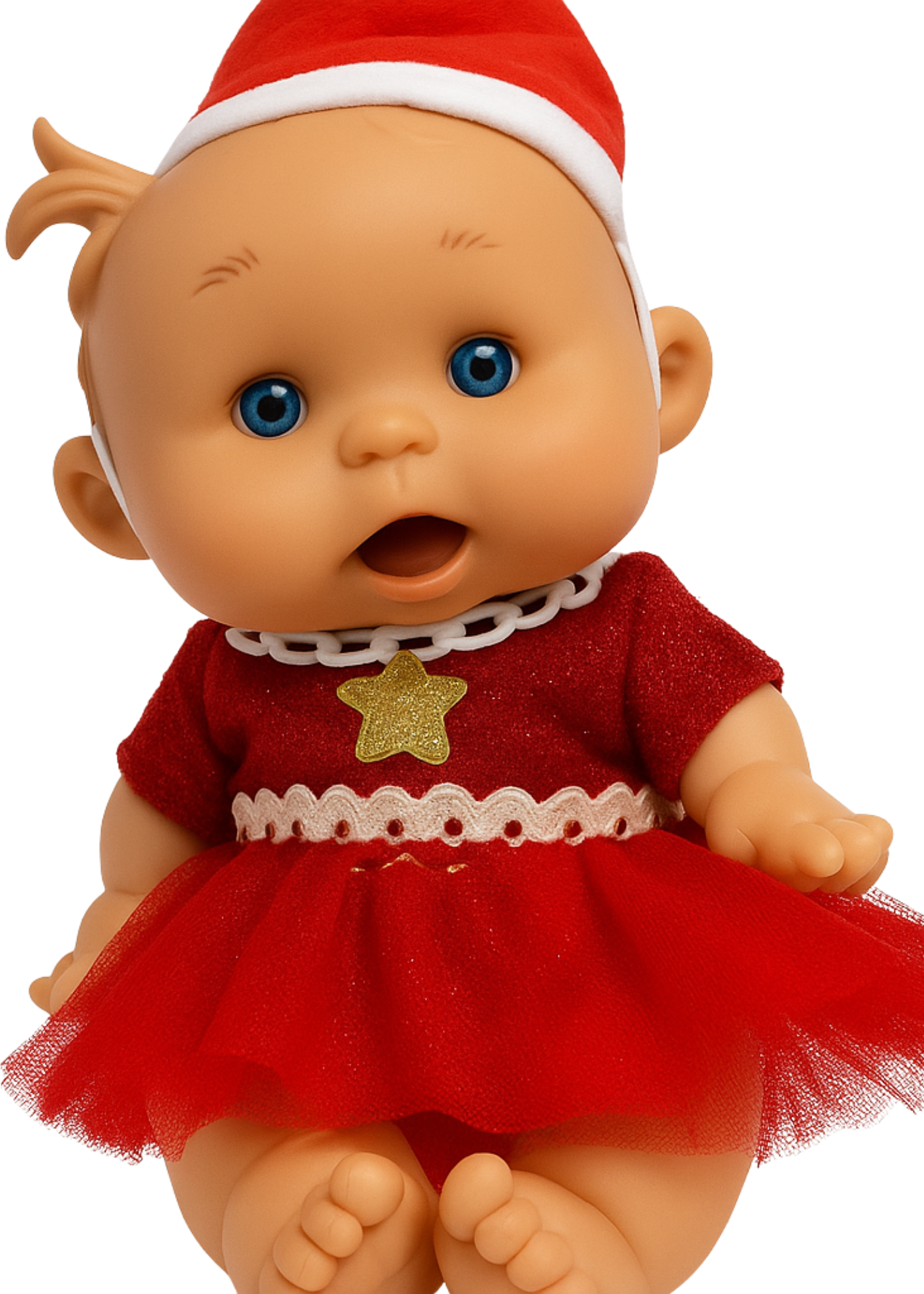 Papusa Parfumata Xmas cu Rochita Tull Rosie Bust cu Sclipici - 26 cm - 0489 - Nines