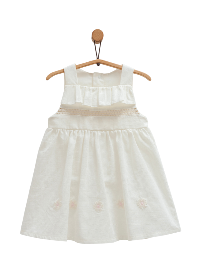 Rochie Bumbac Crem cu Bretele Serenity Girl ELB1746 Mell Sweet Baby