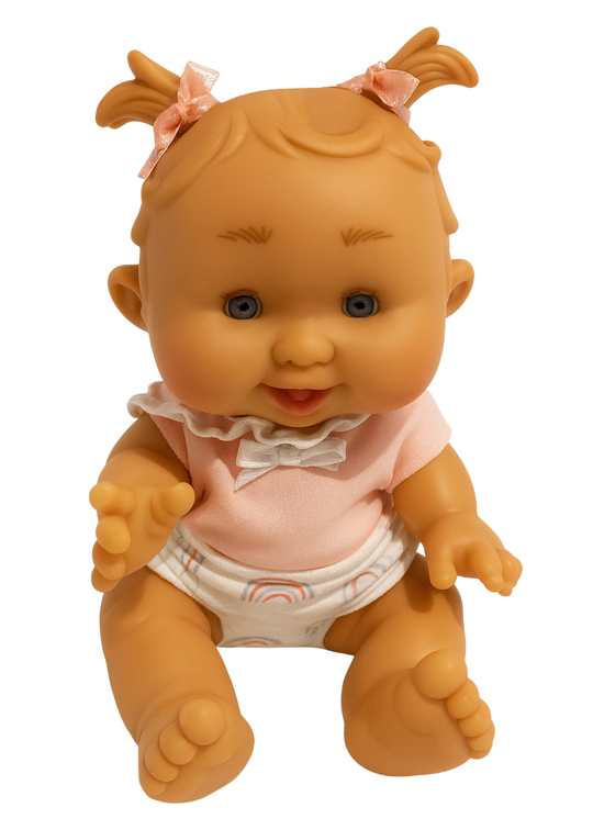 Papusa Parfumata cu Fusta Alba si Bluzita Roz - 26 cm - 0439 - Nines