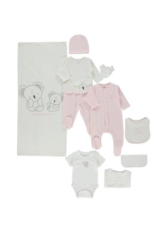 Set 10 Piese Maternitate Velur Roz cu Koala Z1064 Bebetto