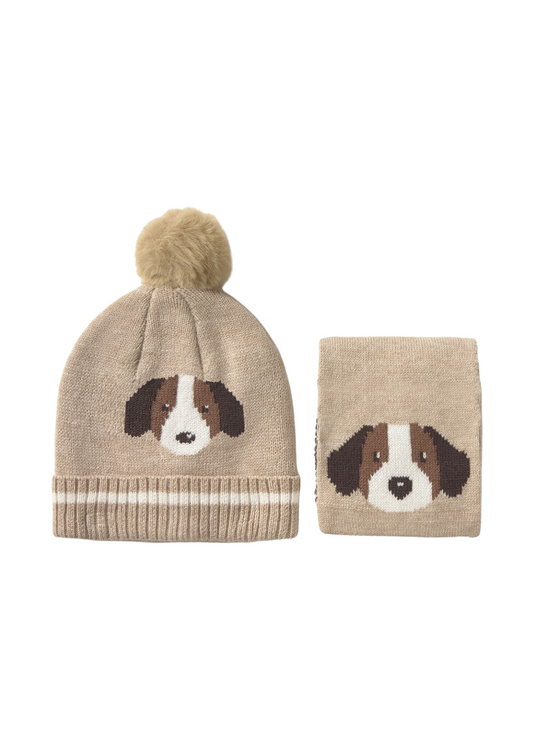 Set Hat and Scarf with Puppy Beige 10018 Mayoral