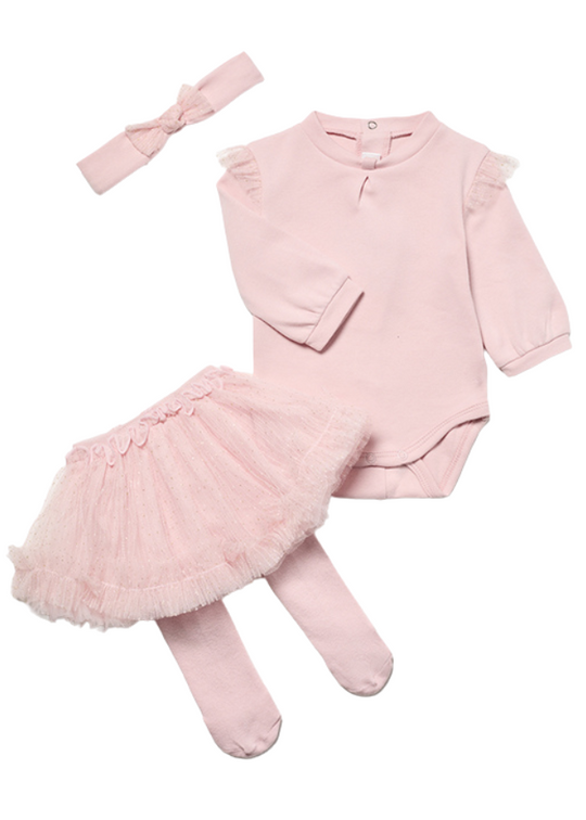 Set of 3 Pink Long Sleeve Bodysuit with Tutu and Headband 2814 col 30 Mayoral