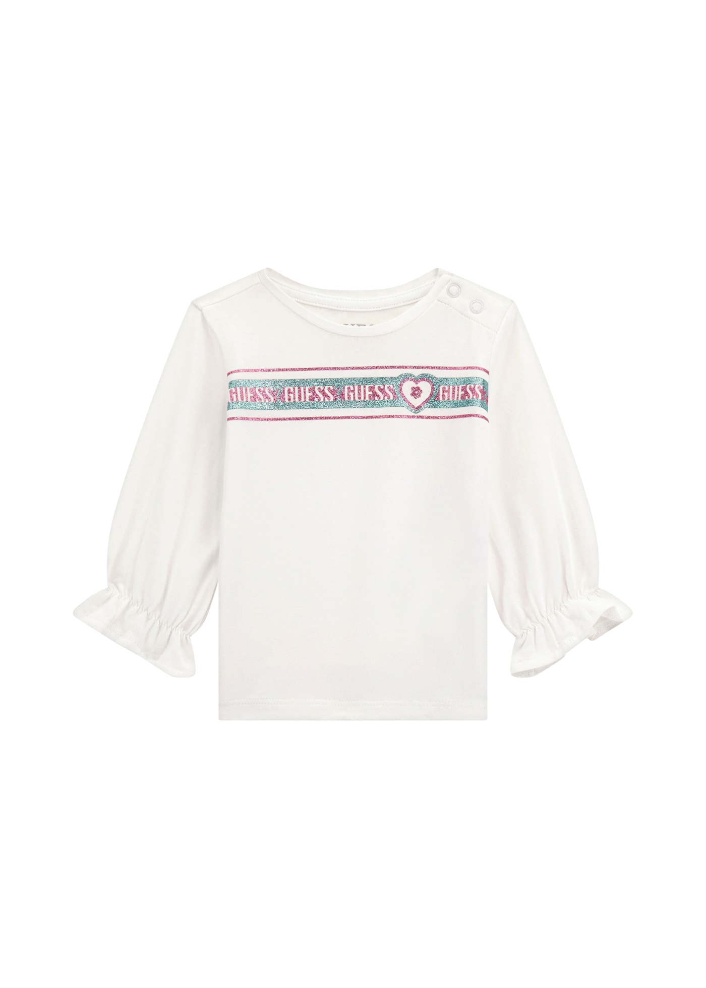 Bluza Alba cu Maneca Lunga cu Logo cu Glitter A5YI05 K6YW4 G011 Guess