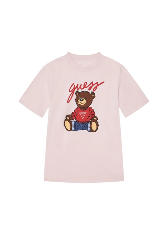 Pink Short Sleeve T-Shirt with Bear H4BJ06 I3Z14 G65U Guess