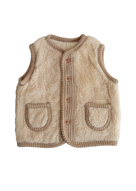 Vesta din Plus Bej cu Nasturi S60366 Kitikate