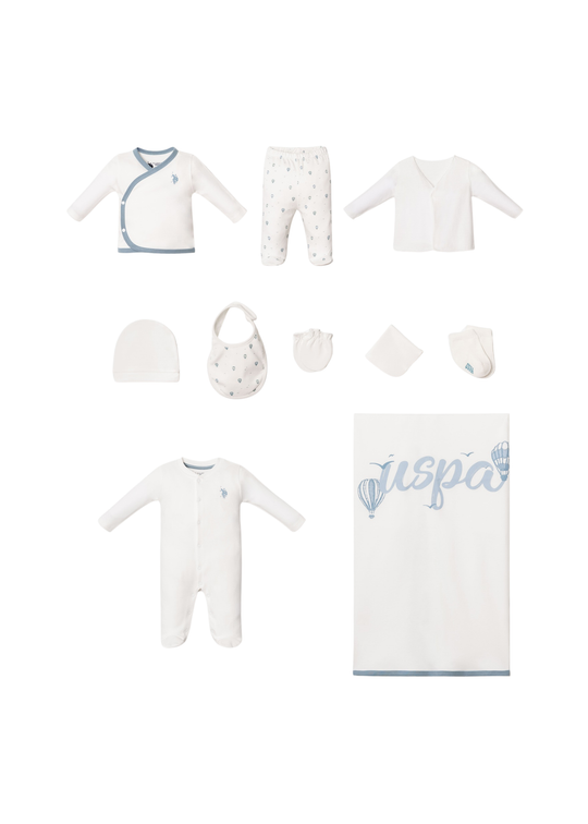 Set 10-Piece Maternity White with Blue Balloons Print USB2850 V1 Us Polo Assn