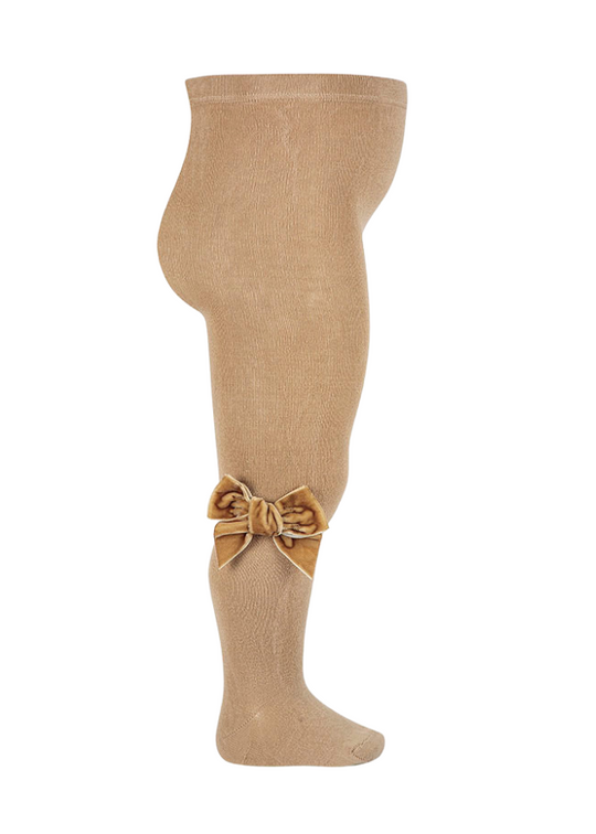 Caramel Cotton and Nylon Tights with Velvet Bow 24891 Condor