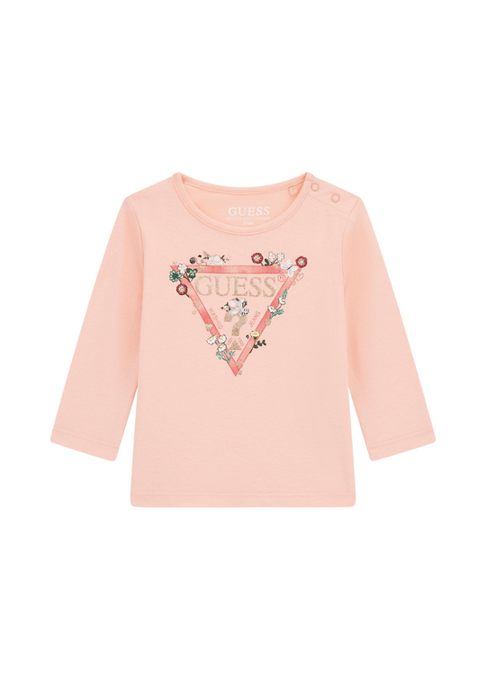 Bluza Somon cu Maneca Lunga cu Logo cu Flori A5YI03 K6YW4 G6L9 Guess