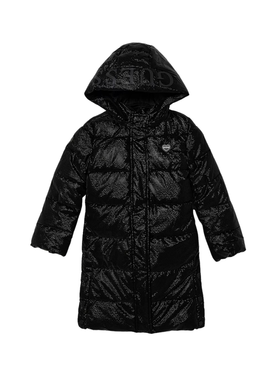 Geaca Lunga Matlasata Neagra cu Gluga K5BL05 WGIW0 JBLK Guess