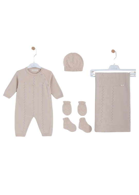 5-Piece Beige Knitted Set with Jumpsuit 3095 Leo King