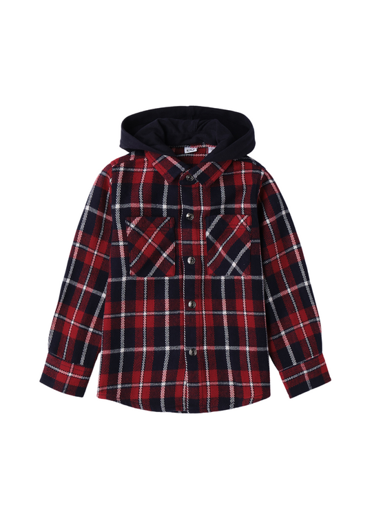 Red and Navy Plaid Shirt with Hood 4.F264/00 iDO