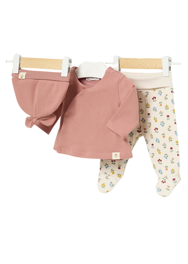 Set 3 Piese Bluza Caramizie Pantaloni cu Flori si Fes 2520 col 9 Mayoral