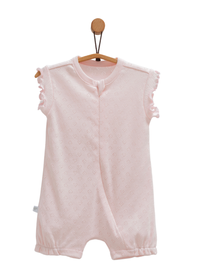 Salopeta Scurta Roz Bumbac Perforat cu Fermoar Move Girl TK1680 Mell Sweet Baby