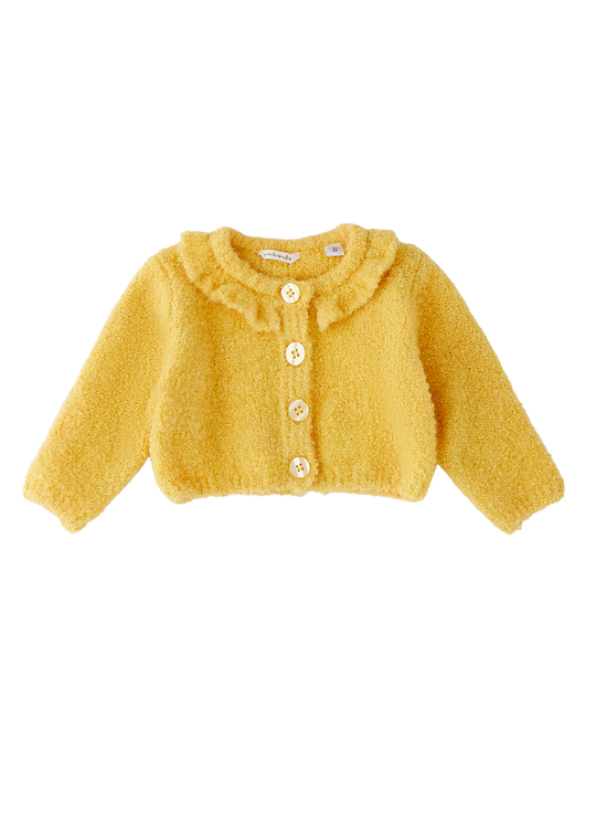 Cardigan Tricotat Buclé Galben pentru Fetite 3.H747/00 – Minibanda