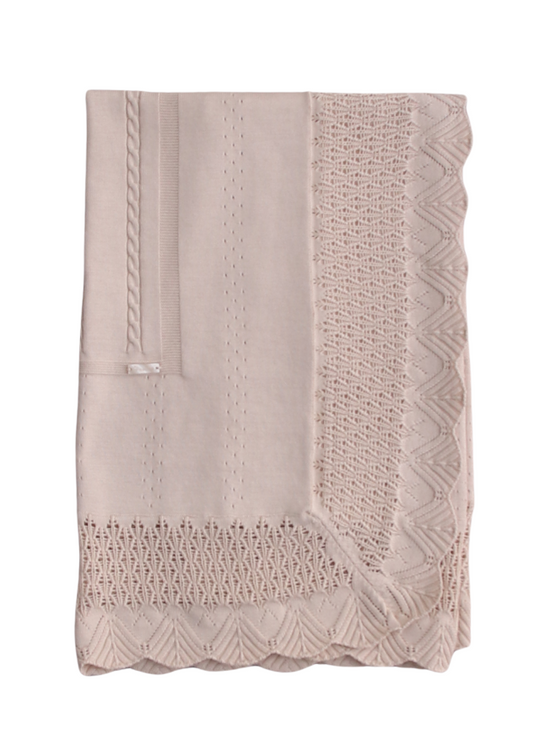 Pled Tricotat Bej Inchis cu Margine Perforata 6379 Leo King