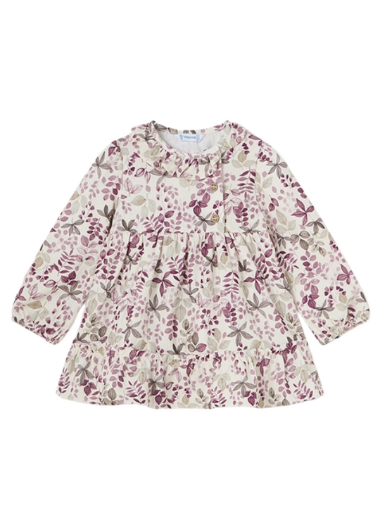Dress with purple floral print with long sleeves 2914 Mayoral