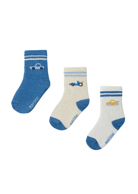 Set 3 Perechi Sosete din Bumbac cu Masinute pentru Baieti 10249 – Mayoral