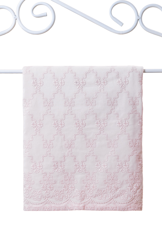 Pled din Bumbac Roz Broderie Romb Mare 80x85cm AnneBebe
