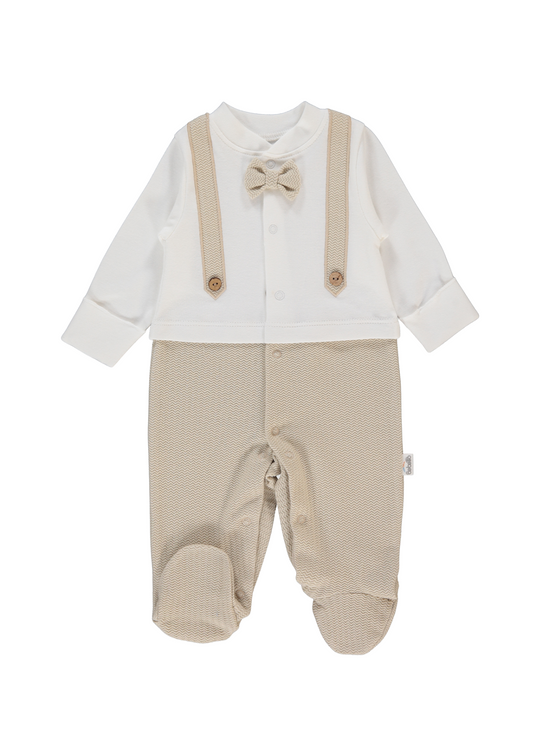 Salopeta Lunga Crem cu Bej Baby King T4030 Bebetto