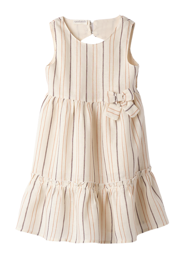 Rochie Bej Fara Maneci cu Dungi Maro 0.B340/00 Sarabanda