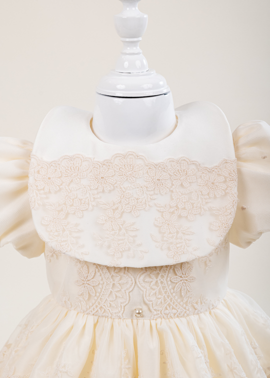 Baveta Raina Satin Cu Dantela Capucino AnneBebe