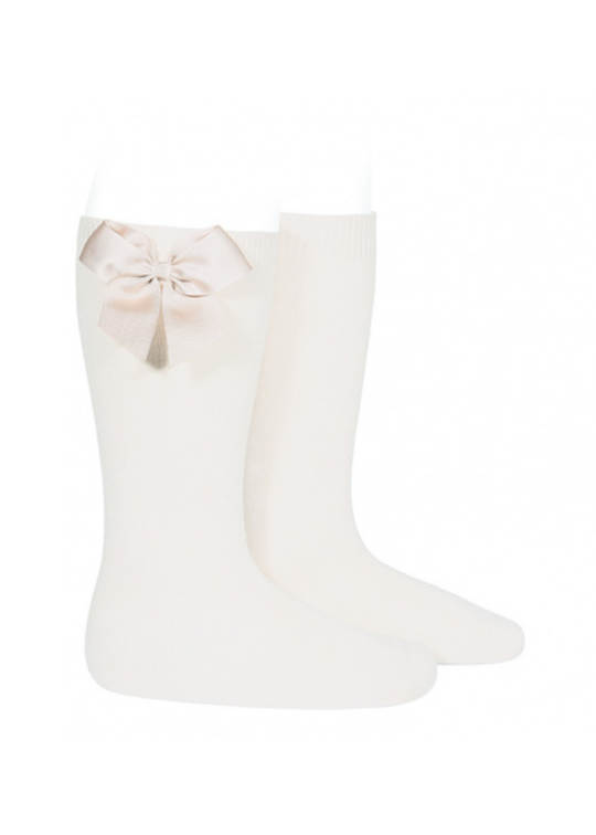 Sosete Lungi din Bumbac cu Nylon Crem cu Funda din Rips 24822 Condor
