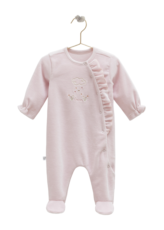 Salopeta Lunga Roz Pudra Velur cu Norisor TK2139 Mell Sweet Baby