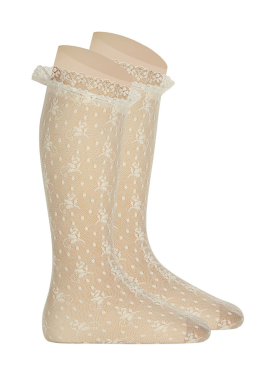 Sosete Lungi din Dantela Crem 45022 Condor