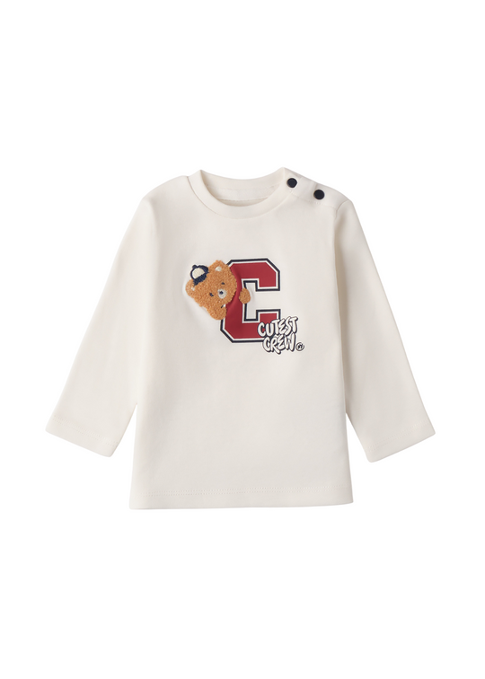 Cream Long Sleeve Blouse with Bear 4.F045/00 iDO