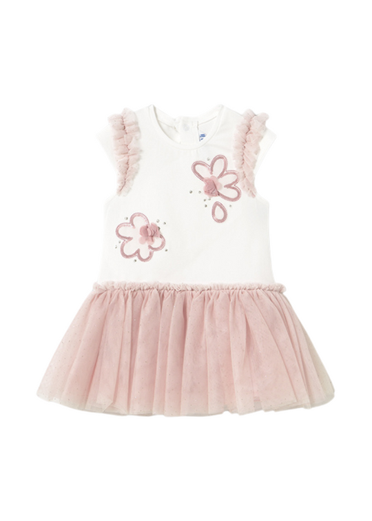 Rochie Bust Crem si Fusta Tull Roz cu Sclipici 1904 Mayoral