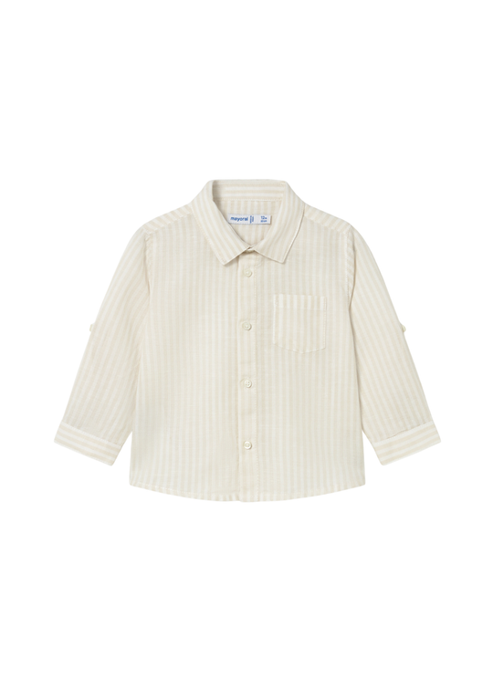 Camasa Maneca Lunga din In Crem cu Dungi Bej 1118 Mayoral