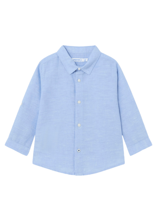 Blue Long Sleeve Linen Shirt for Boys 117 Mayoral
