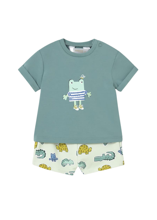 2 Piece T-shirt and Shorts Set Green with Crocodiles 1277 Mayoral