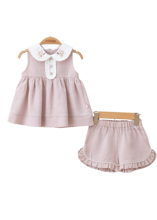 Set 2 Piese Top si Pantaloni Scurti Roz Pudra 5582 MyMio