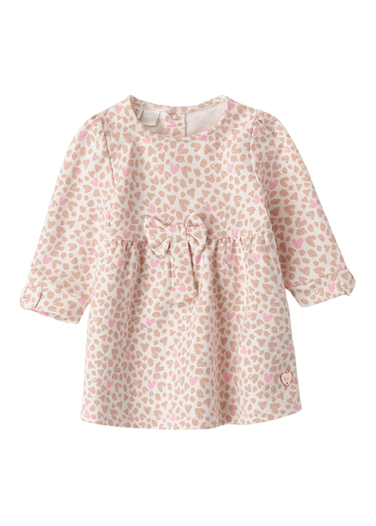 Кремова сукня з довгим рукавом і бежевим і рожевим сердечком 8130 iDO