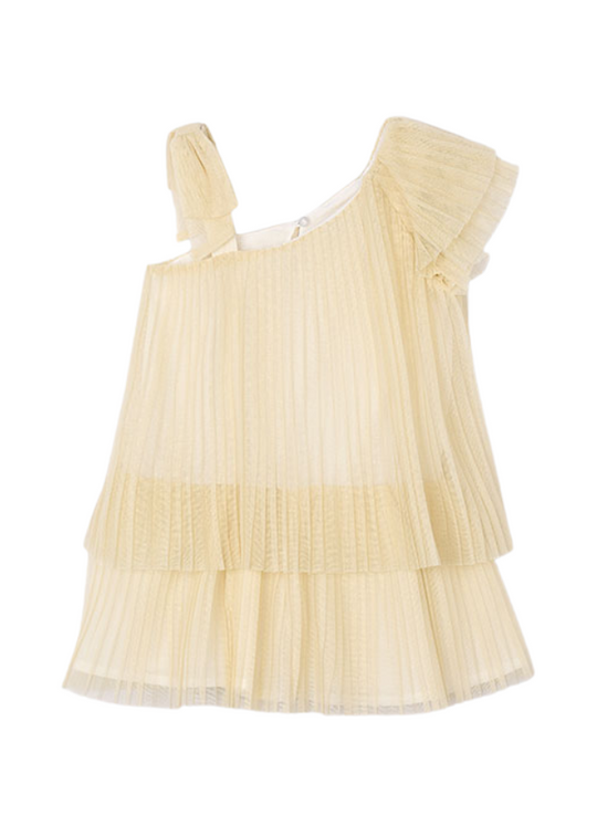 Pleated dress beige gold with lurex art 3912 col 15 Mayoral