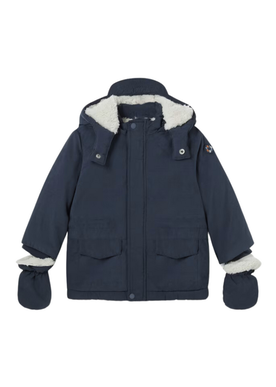 Geaca Parka Bleumarin cu Manusi si Gluga Captusita cu Blana 2467 col 12 Mayoral