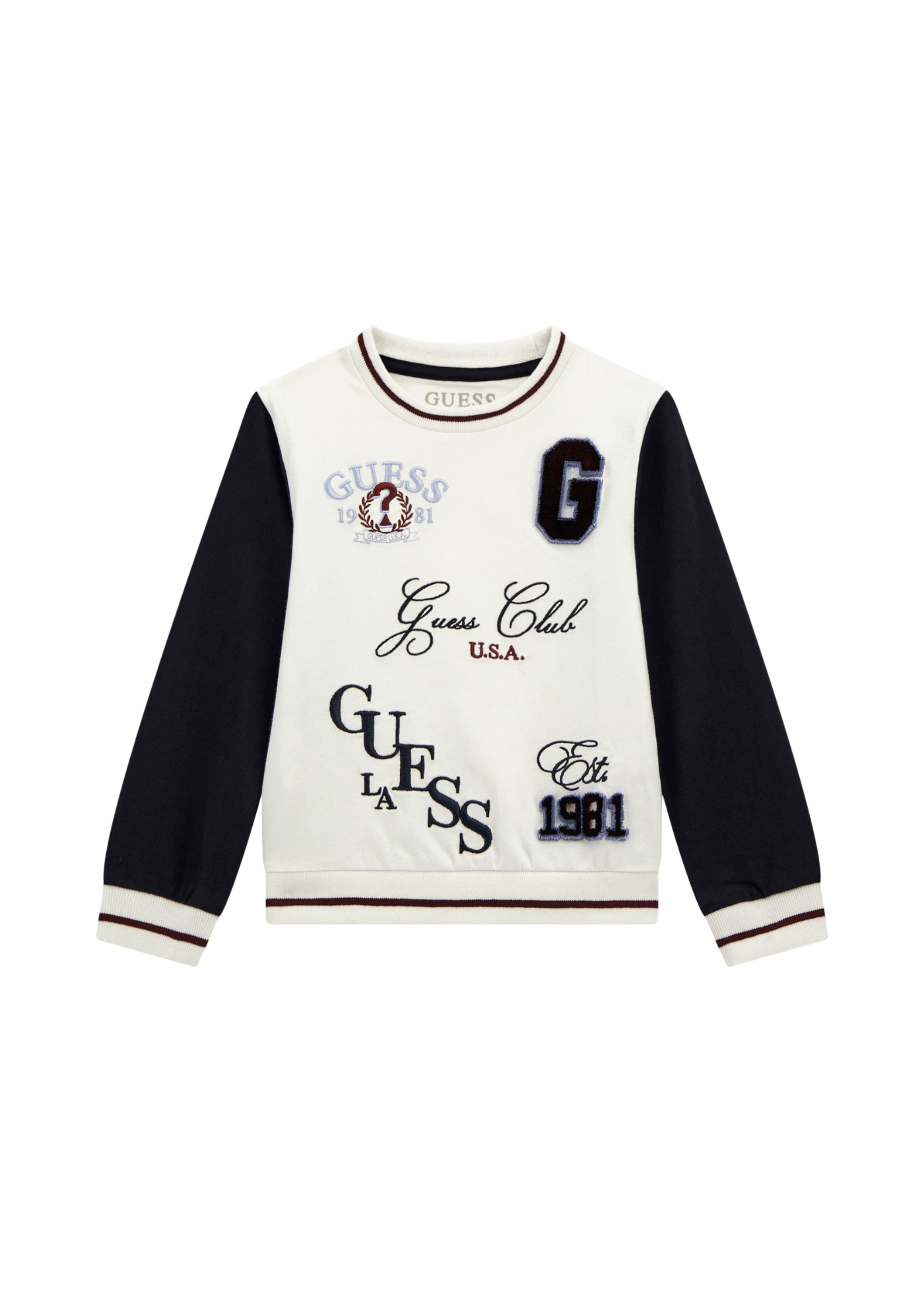 Bluza Sport Alba cu Maneci Bleumarin N5YQ07 K8VA4 G011 Guess
