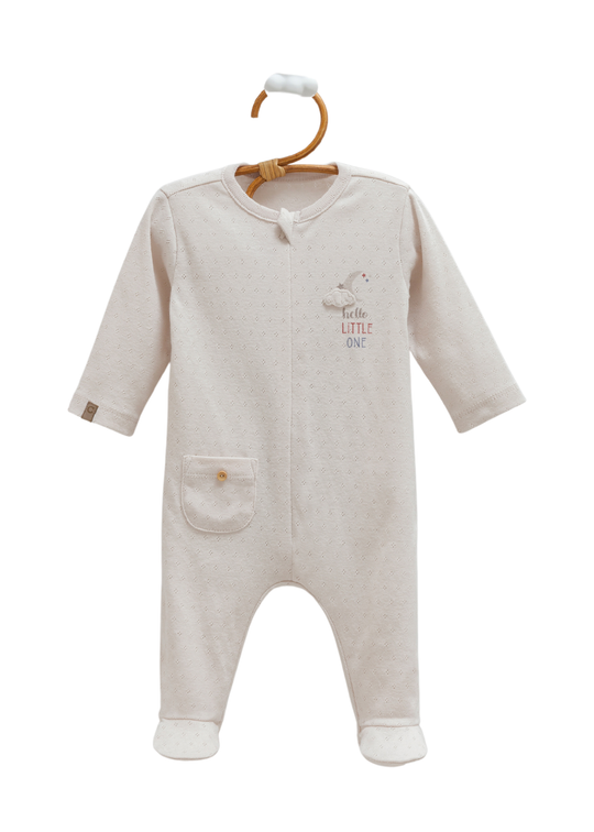 Salopeta Lunga Grej din Bumbac Perforat cu Fermoar TE1547 Mell Sweet Baby