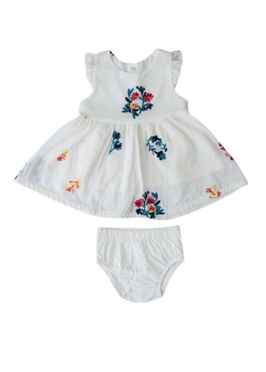 Rochie Alba cu Broderie si Chilotel S60187 Kitikate