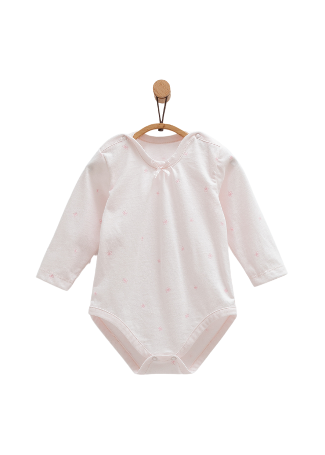 Set Body cu Maneca Lunga si Pantaloni Roz cu Oite Mini Lamb BPK1824 Mell Sweet Baby