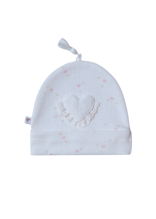 Бежевий фес із принтом у вигляді серця 9547 Mell Sweet Baby