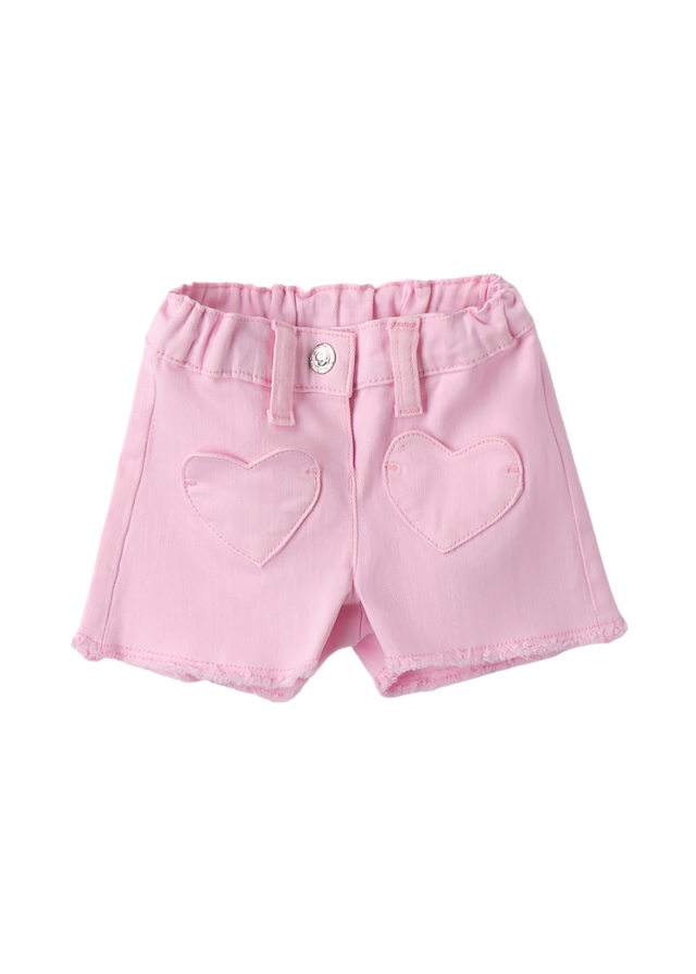 Pantaloni Scurti Roz cu Buzunare Inimioare 3.B736/00 Minibanda